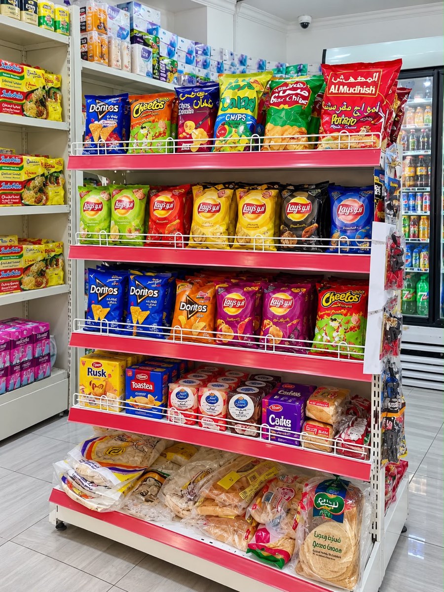 Crisps and fresh bread on the end stand