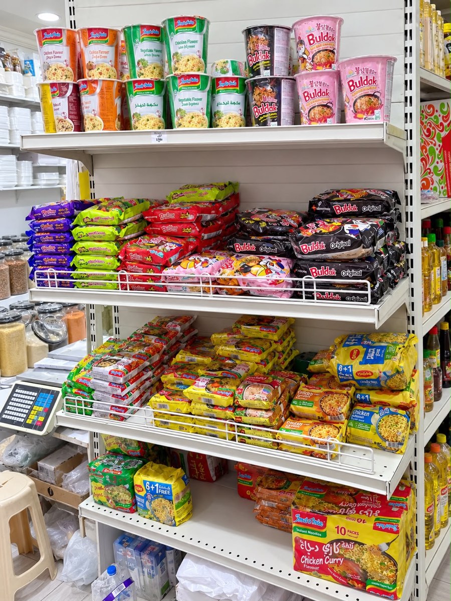 Instant noodles stocked by the case and the pack